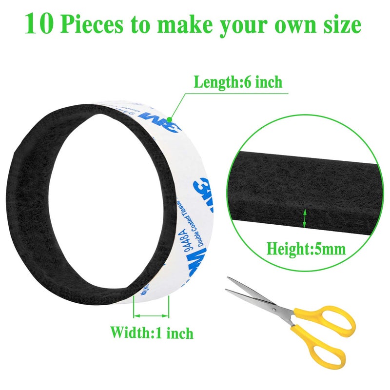 PremiFix Felt Strips 10Pieces Pack 1x 6 Inches Self Adhesive Black Furniture Felt Strips Anti Scratch Heavy Duty 5mm Thick Floor Protector for Rocking Chair for Hardwood Floor - Image 5